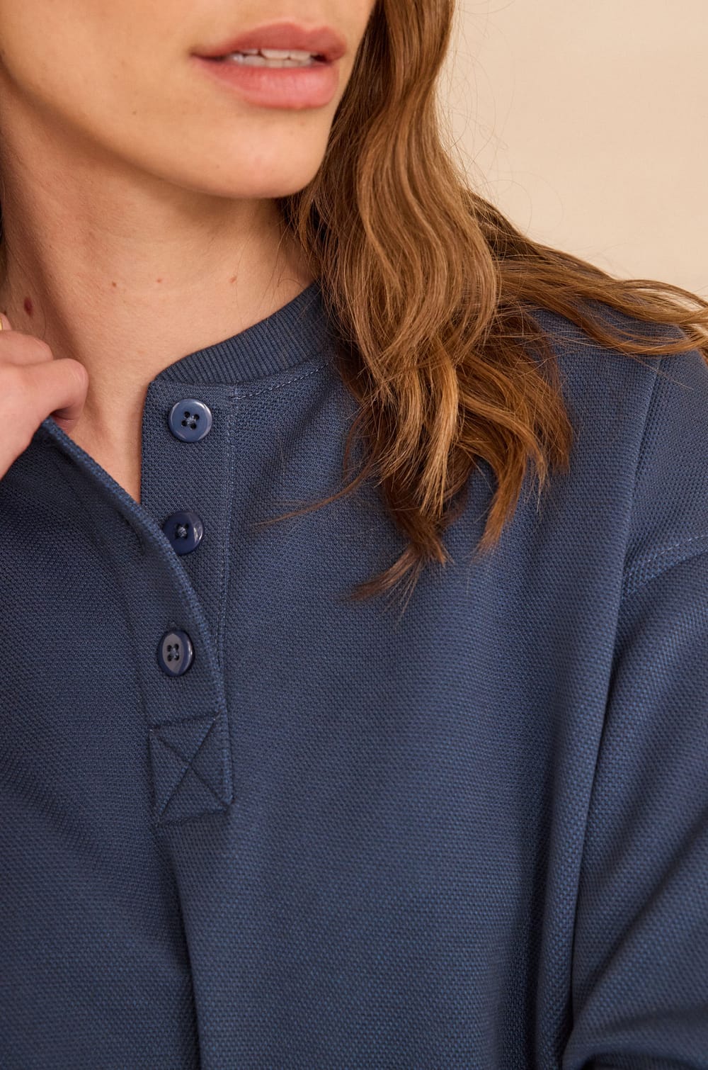 LAURENA cotton polo shirt;${refinementColor}