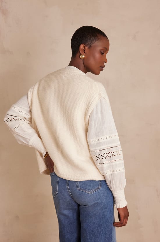 SONNY sleeveless cardigan in cotton;${refinementColor}