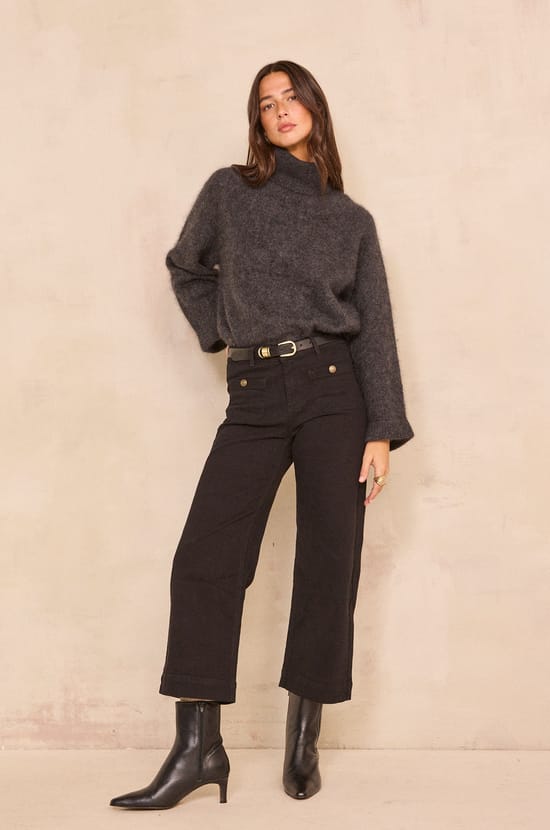 Wide cotton blend pants MAE;${refinementColor}