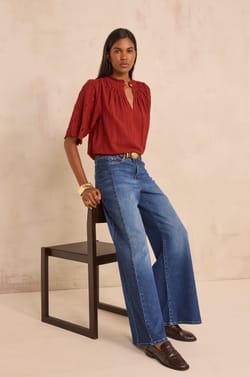 Extra large bicolor cotton shirt SAVANA;${refinementColor}