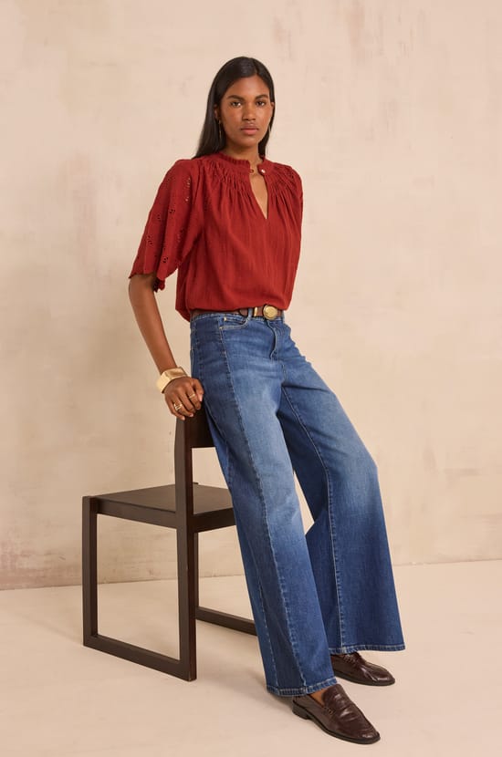 Extra large bicolor cotton shirt SAVANA;${refinementColor}