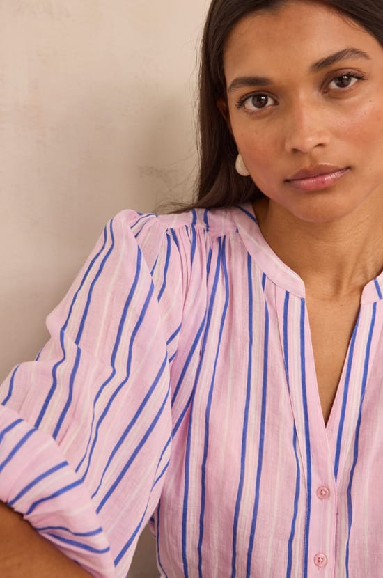 Long-sleeve striped cotton blouse DARINA;${refinementColor}