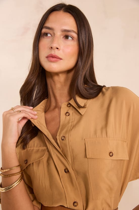 Short sleeve shirt dress LAYANA;${refinementColor}