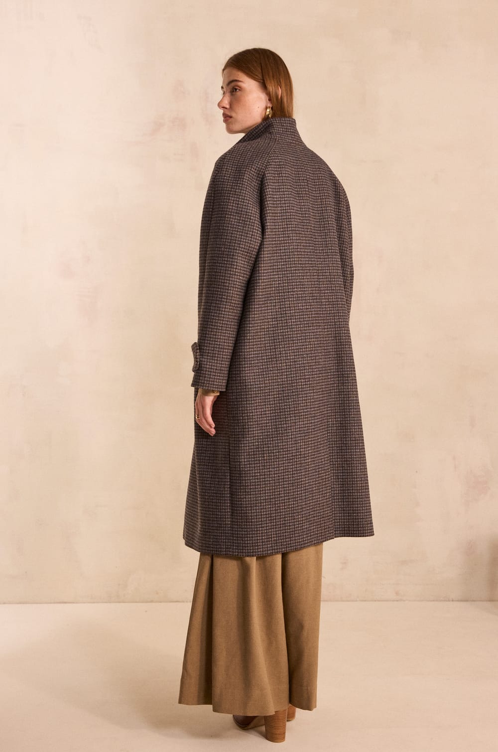Long-sleeved Prince of Wales patterned coat DUKE;${refinementColor}