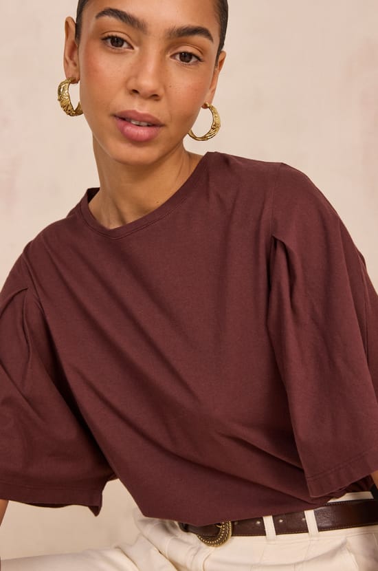 Short sleeve cotton T-shirt LOREEN;${refinementColor}