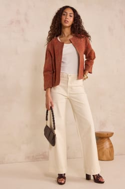 LANA short sleeve cotton blend T-shirt;${refinementColor}