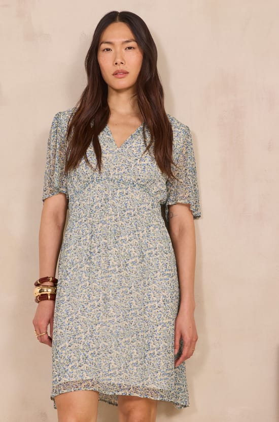 Short dress with BALMANA print;${refinementColor}