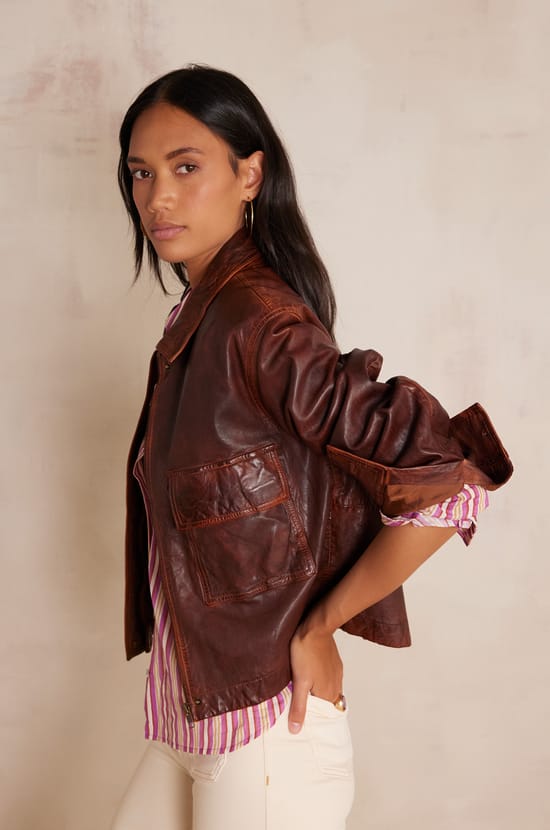 Veste COCO en cuir;${refinementColor}