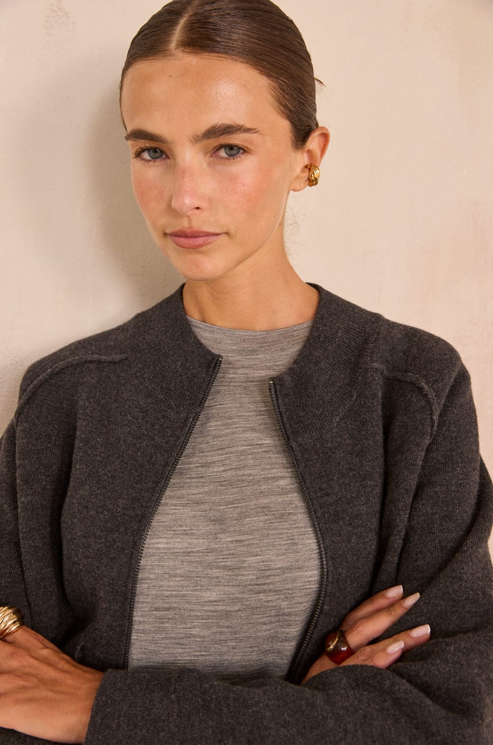 ALYSSON long sleeve blended wool jacket;${refinementColor}