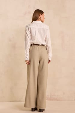 Light taupe wide leg pants LINA;${refinementColor}