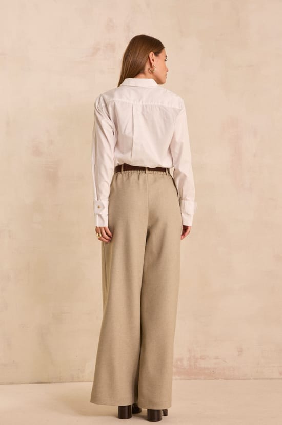 Light taupe wide leg pants LINA;${refinementColor}