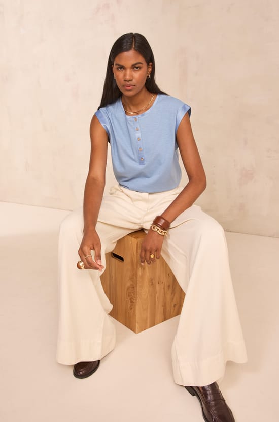 Terence cotton sleeveless T-shirt;${refinementColor}
