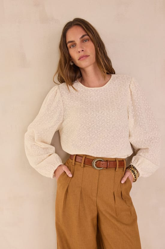 DALMA embroidered cotton blouse;${refinementColor}