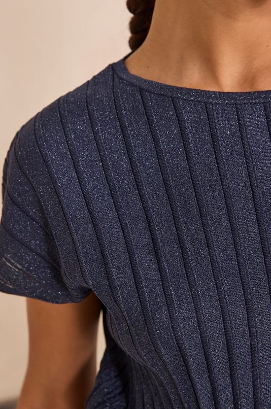 PERLA short sleeve sweater;${refinementColor}