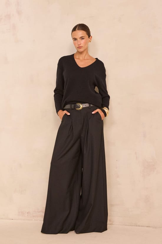 High-waisted wide trousers LUCE;${refinementColor}