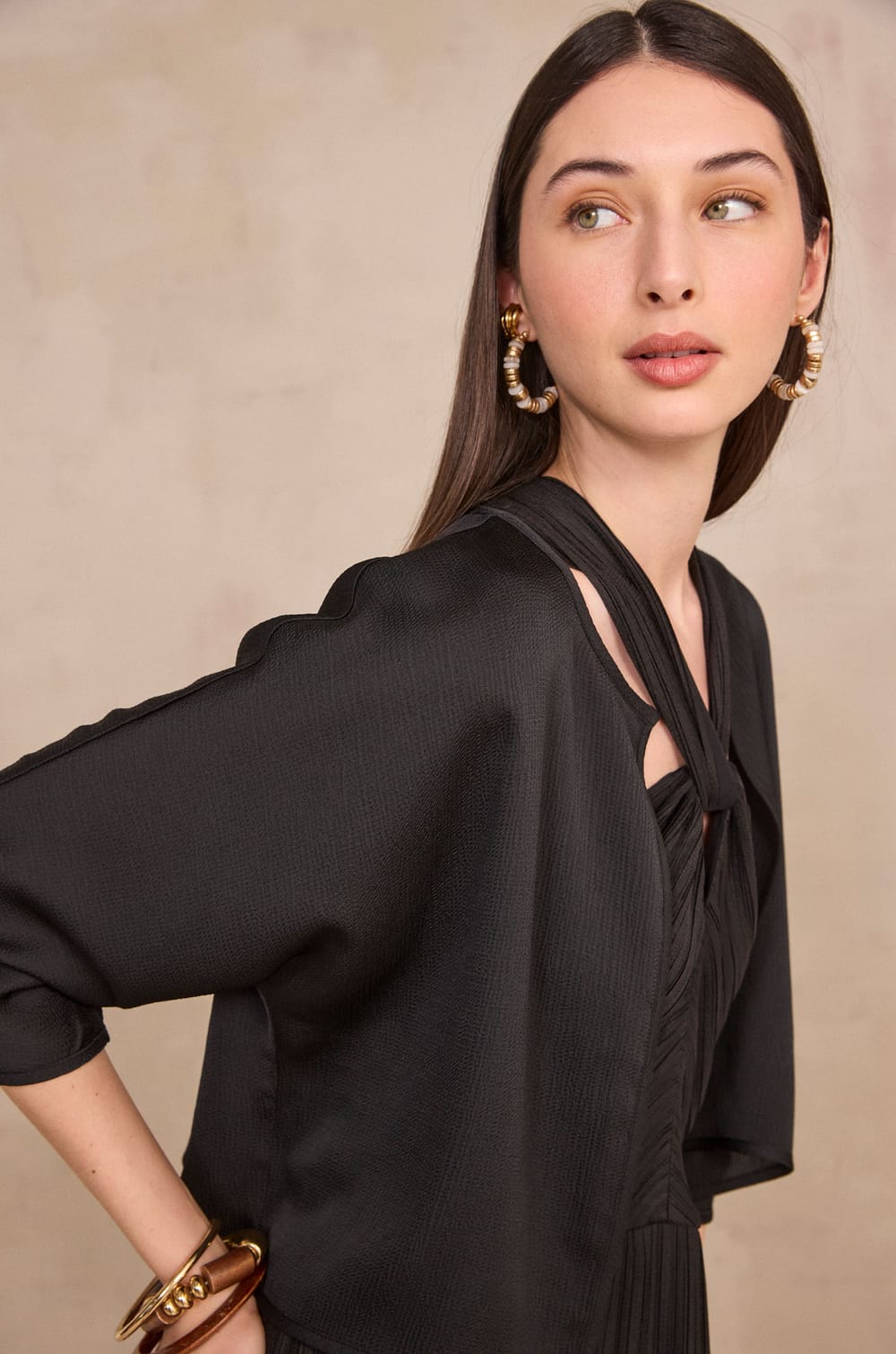 Fluid 3/4 sleeve bolero DINO;${refinementColor}