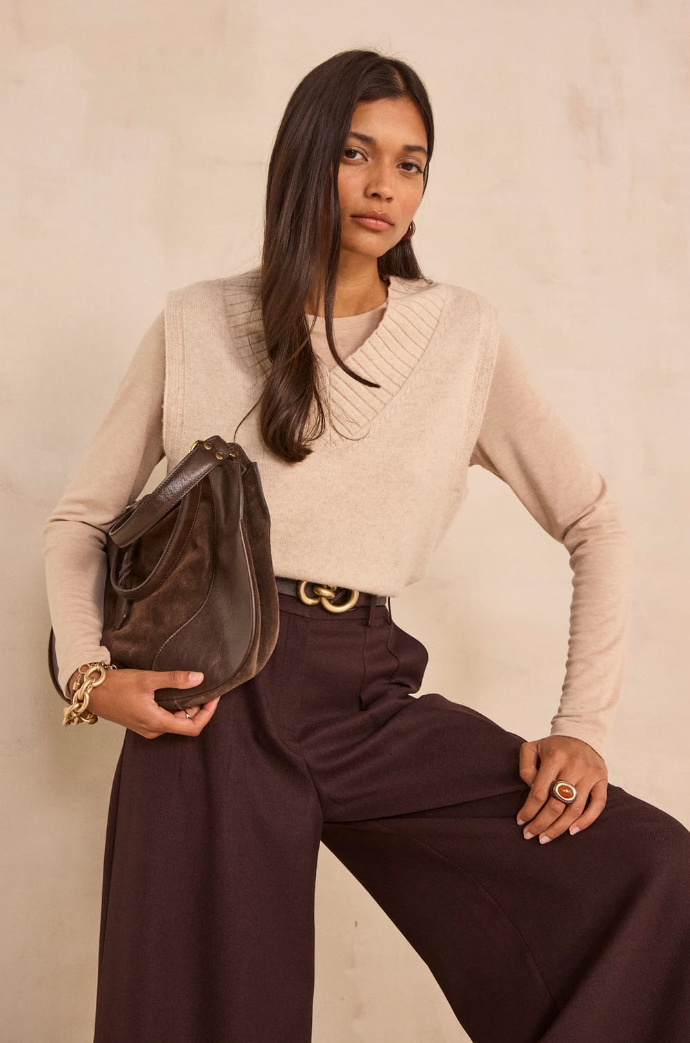 Sleeveless wool blend sweater ALEX;${refinementColor}