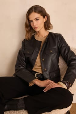 Blouson CHARLOTTE en cuir;${refinementColor}