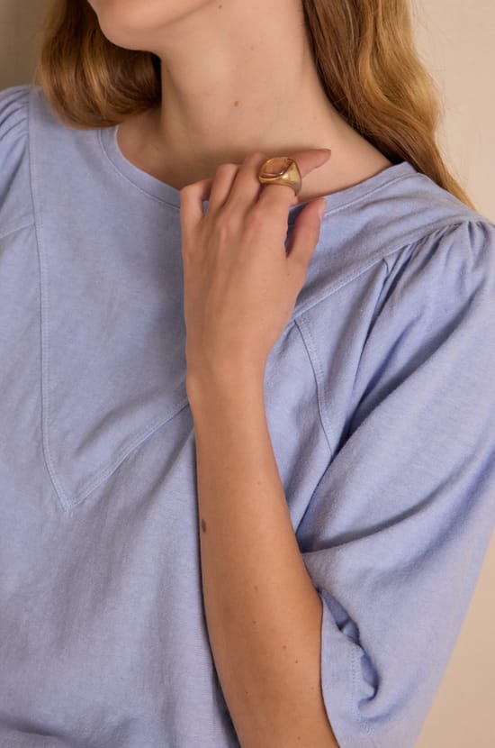 ANGELE T-shirt in hemp and cotton;${refinementColor}