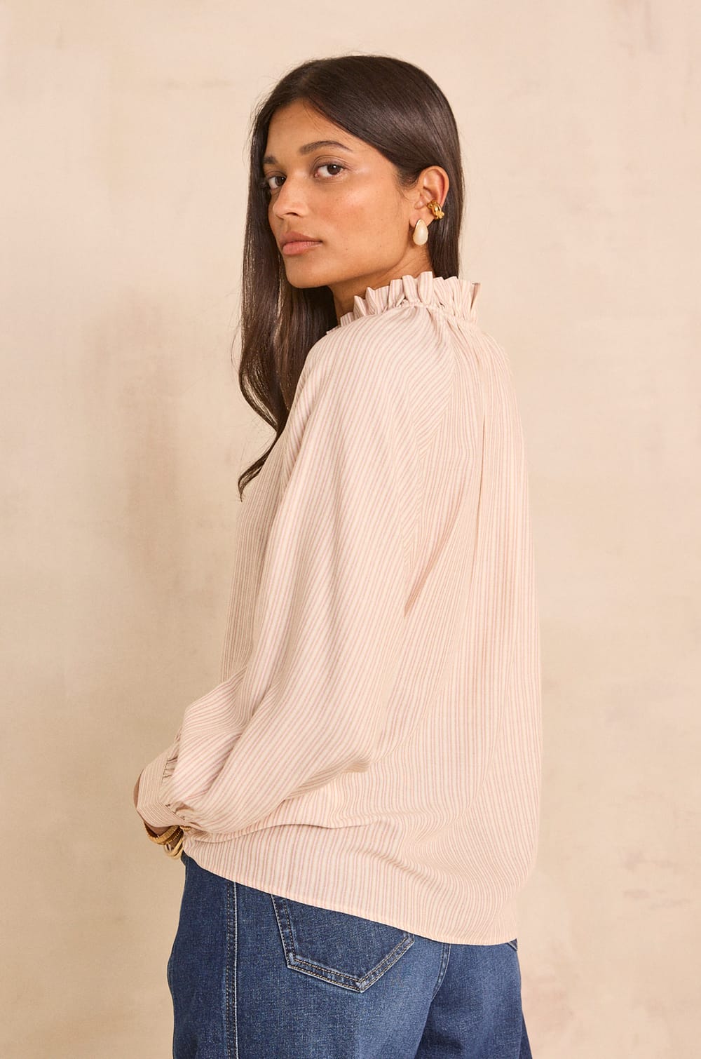 Striped long-sleeve blouse MYRTHE;${refinementColor}