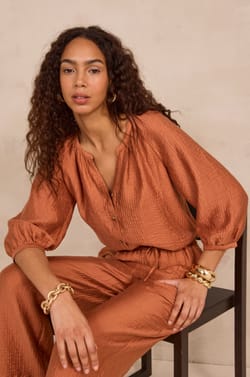 Fluid blouse with 3/4 sleeves DRAYA;${refinementColor}