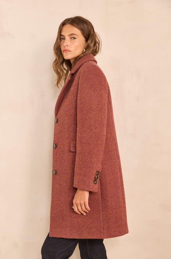 Anabelle long sleeve mixed wool coat;${refinementColor}