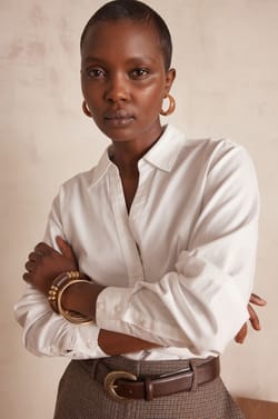 MANDIE V-neck blouse in cotton;${refinementColor}