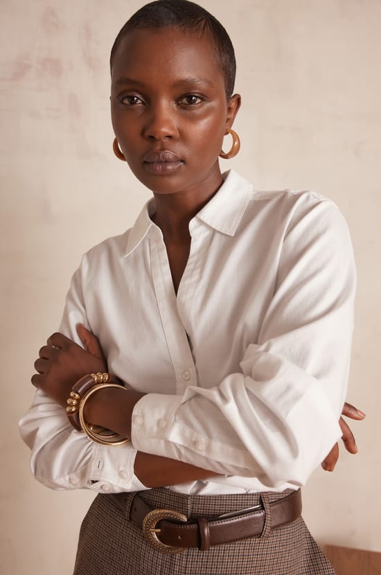 MANDIE V-neck blouse in cotton;${refinementColor}