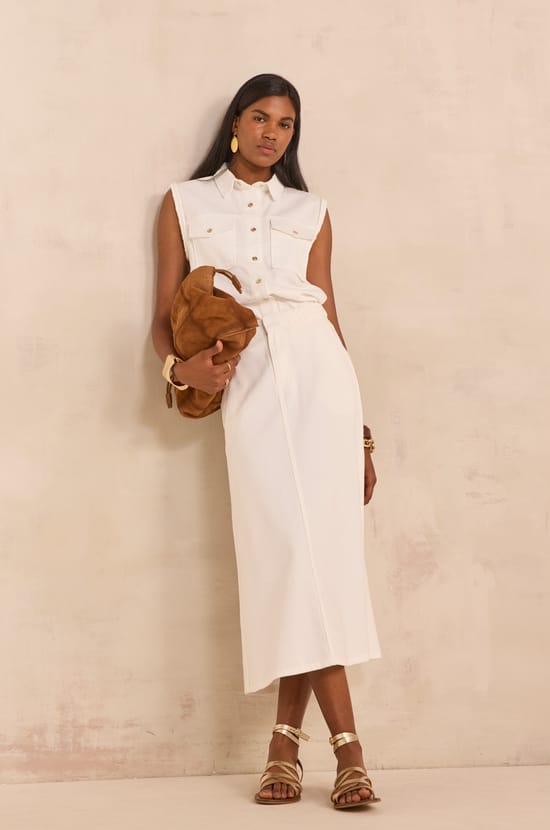 ORCHYDEE woven cotton midi skirt;${refinementColor}