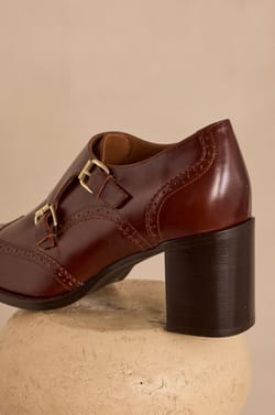 ORLANE leather heeled derby shoes;${refinementColor}