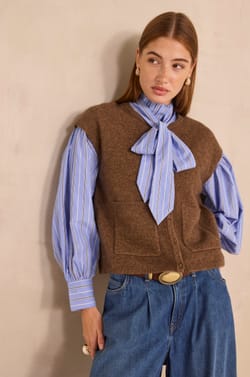 Sleeveless sweater in a blend of yak and wool ADAM;${refinementColor}
