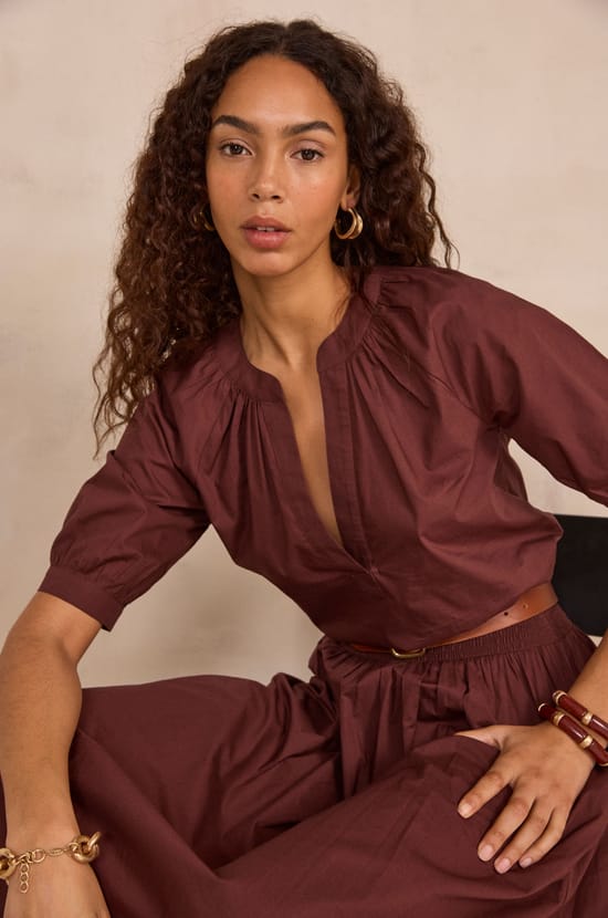 Short sleeve cotton blouse DONNA;${refinementColor}