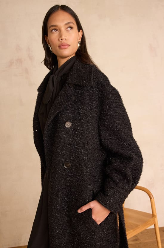 Manteau  &agrave; ceinture long  DJOVANNI;${refinementColor}