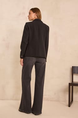 Pantalon noir &eacute;vas&eacute; en coton m&eacute;lang&eacute; SAVANA;${refinementColor}