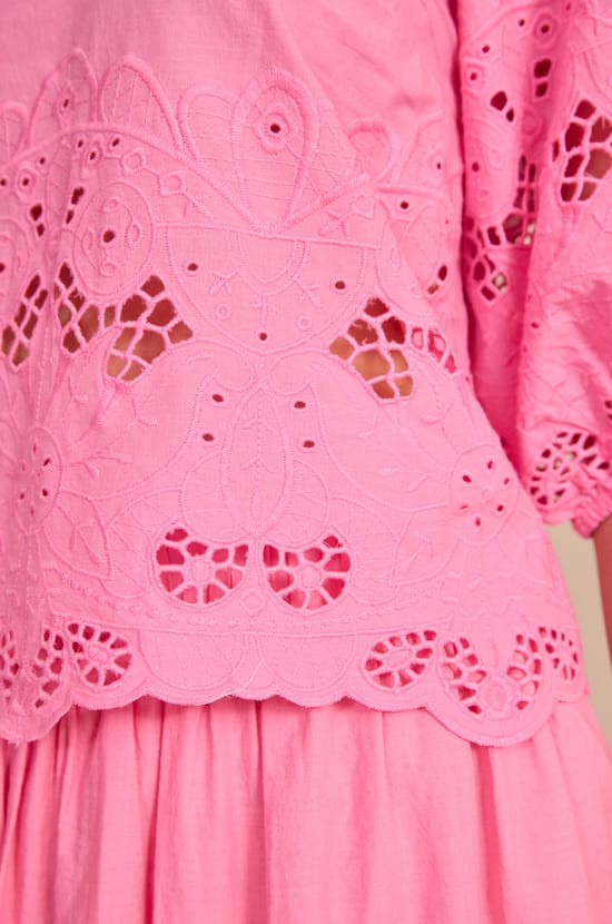 Embroidered blouse with 3/4 sleeves DAWSON;${refinementColor}