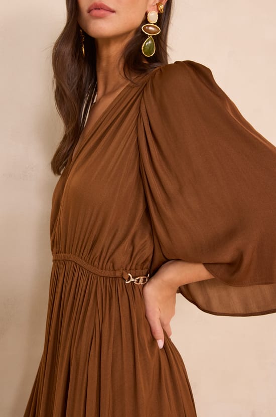 Fluid dress with 3/4 sleeves PERLA;${refinementColor}