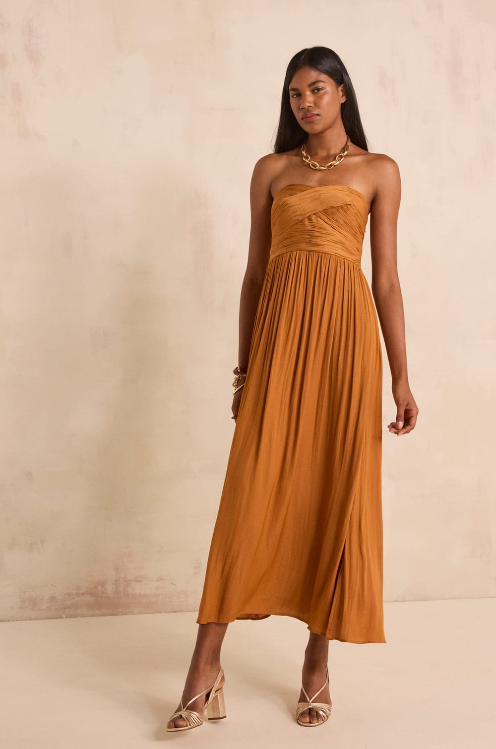 Flowy strapless dress PASSION;${refinementColor}