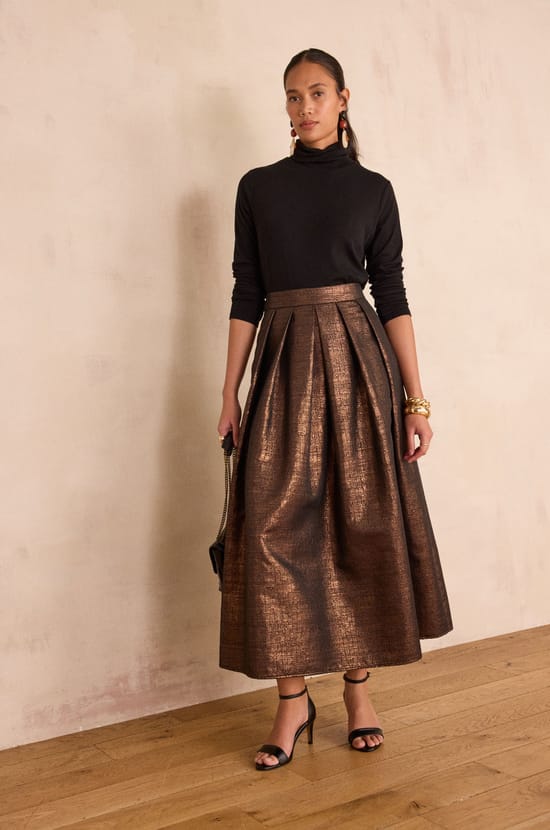 Long metallic effect Skirt ETINCELLE;${refinementColor}
