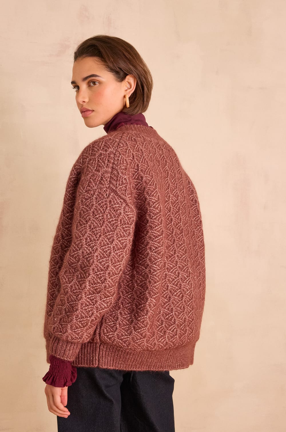 COSMO cardigan in mohair and wool;${refinementColor}