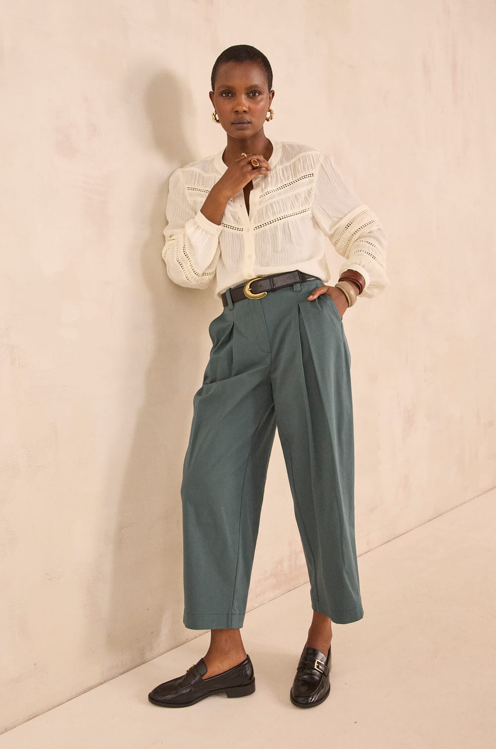 Pantalon coton m&eacute;lang&eacute; lana p balloon;${refinementColor}
