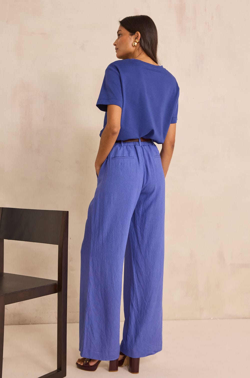 Wide linen blend trousers TAMINA;${refinementColor}