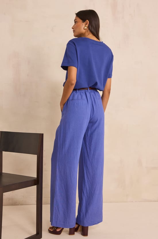 Wide linen blend trousers TAMINA;${refinementColor}