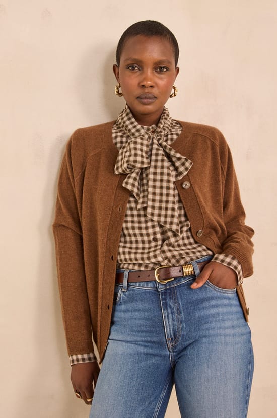 Checked viscose blend blouse SPIRIT;${refinementColor}