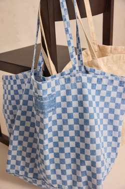 Sac en jean &agrave; carreaux Audrey Lombard x Maison 123 BIGGIE;${refinementColor}