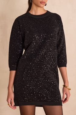 Robe courte en maille &agrave; sequins REVEILLON;${refinementColor}
