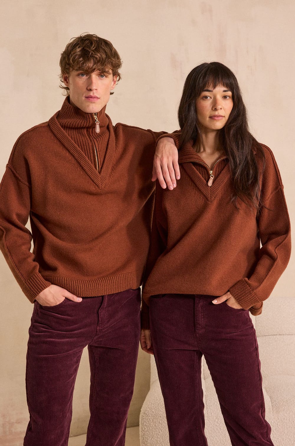 Pull col zipp&eacute; unisexe CHARMING;${refinementColor}