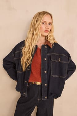 Denim and corduroy jacket in blended cotton BOB;${refinementColor}