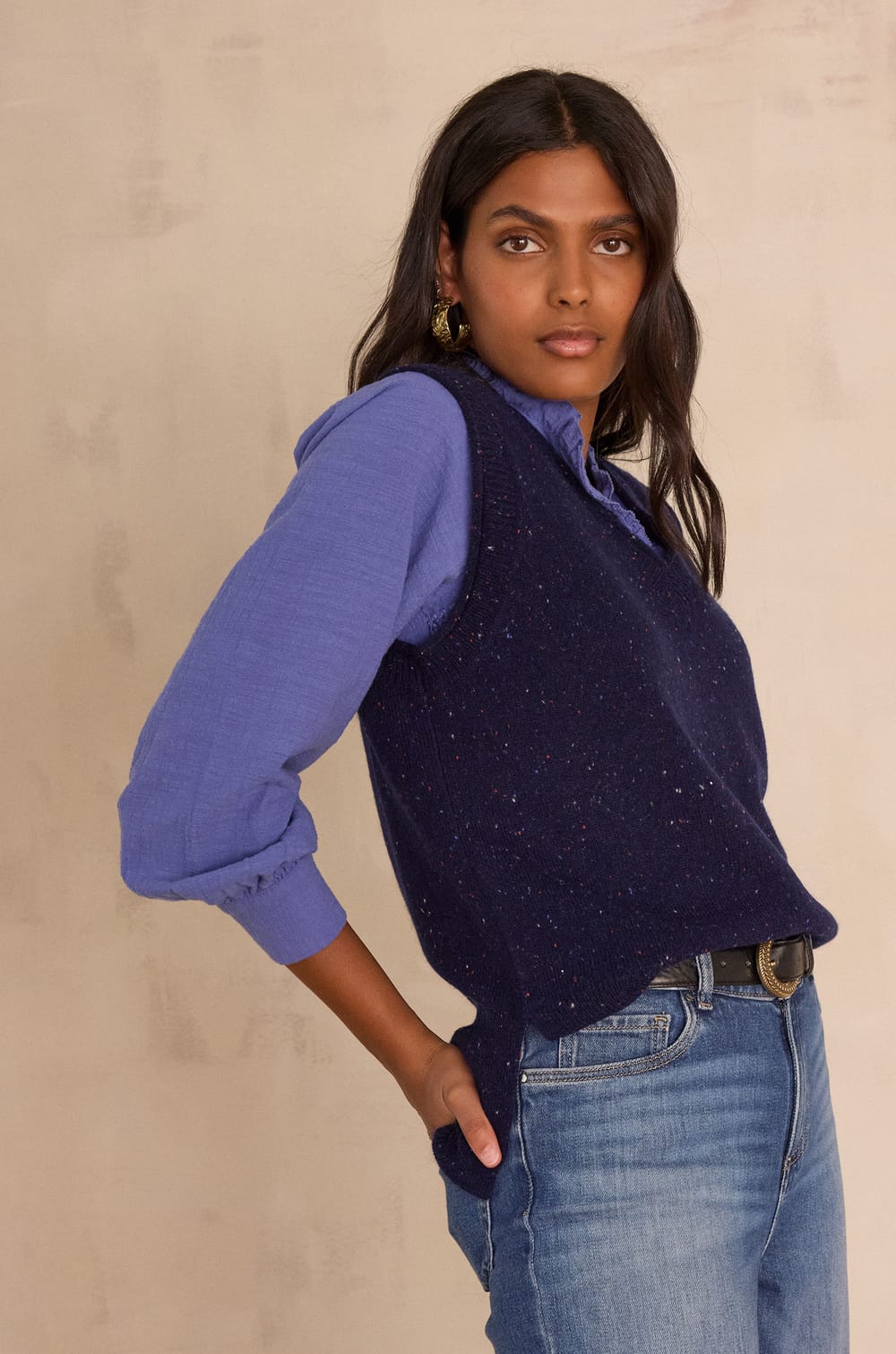 BASILE sleeveless jumper in 100% wool;${refinementColor}