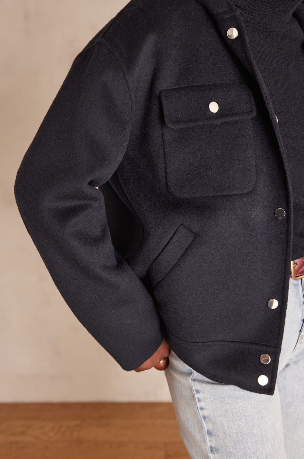 DOLINE hooded wool jacket;${refinementColor}