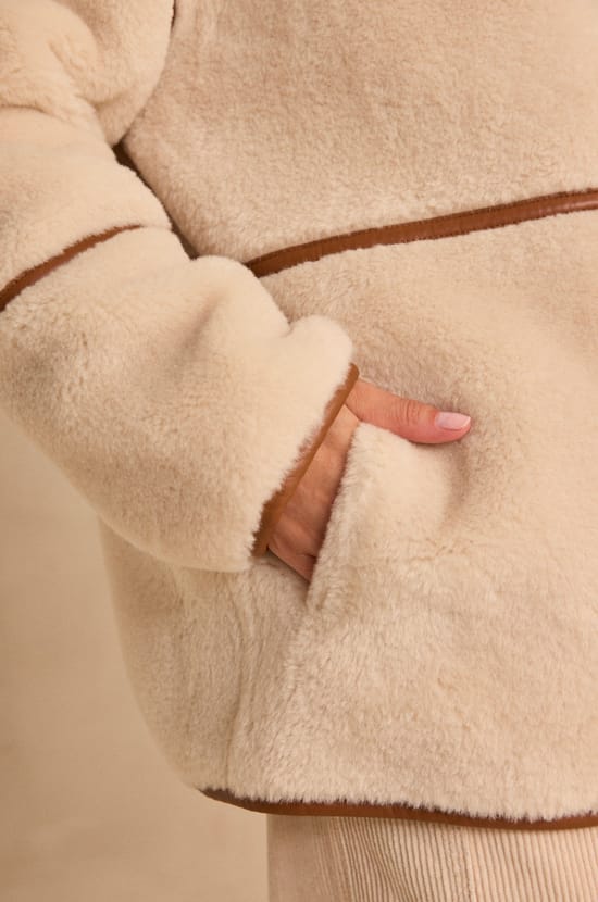 Camelia shearling-look jacket;${refinementColor}